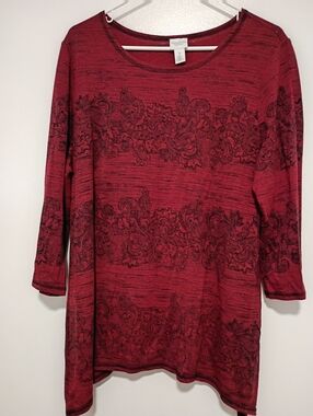 Weekends By Chicos Women's Size 2 Brick Red Stretchy Shirt